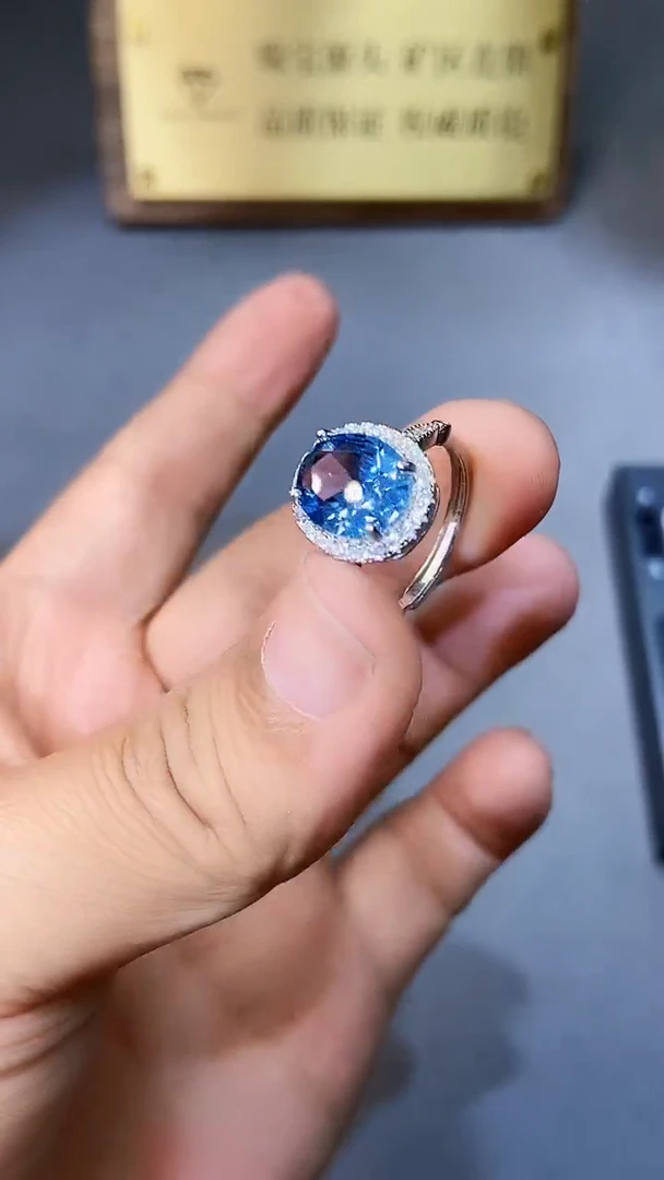 【闪购商品】海蓝宝石戒指银S925镶嵌354