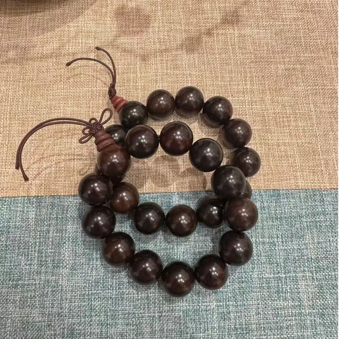 老料黑料，介意慎拍 老挝大红酸枝手串1.8佛珠文玩盘玩男士手饰品