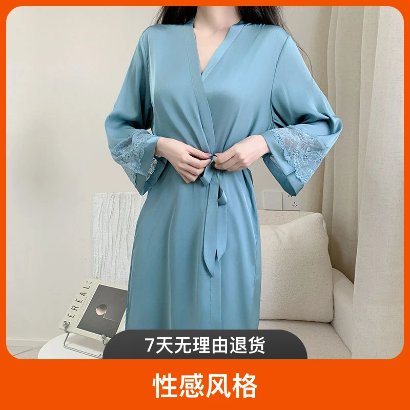 女款女睡衣冰丝2025睡袍冰丝夏天新款女夏睡袍女大码薄款