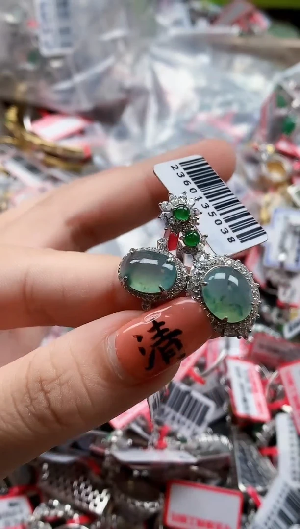 银S925镶嵌戒指翡翠天然A货缅甸翡翠