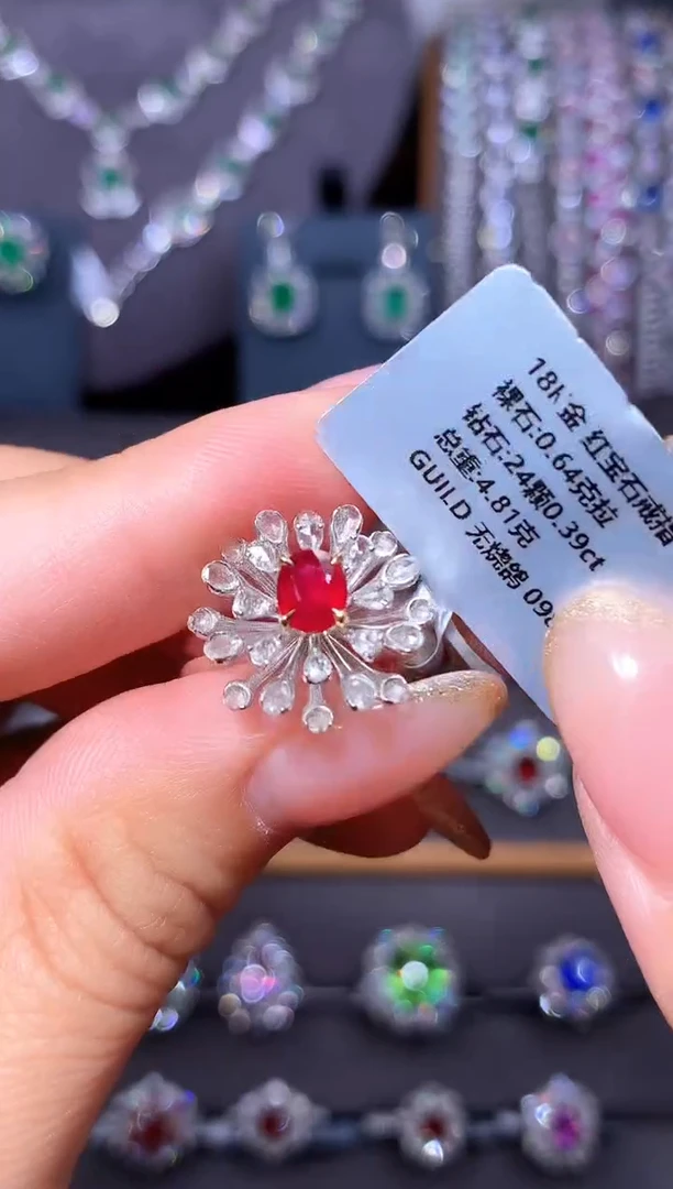 18K金镶嵌戒指红宝石0.64ct/吉尔德/无烧鸽血红