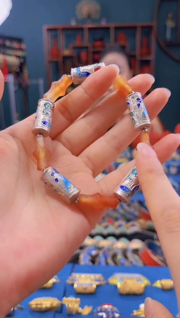 非遗技艺 花鸟桶珠手串