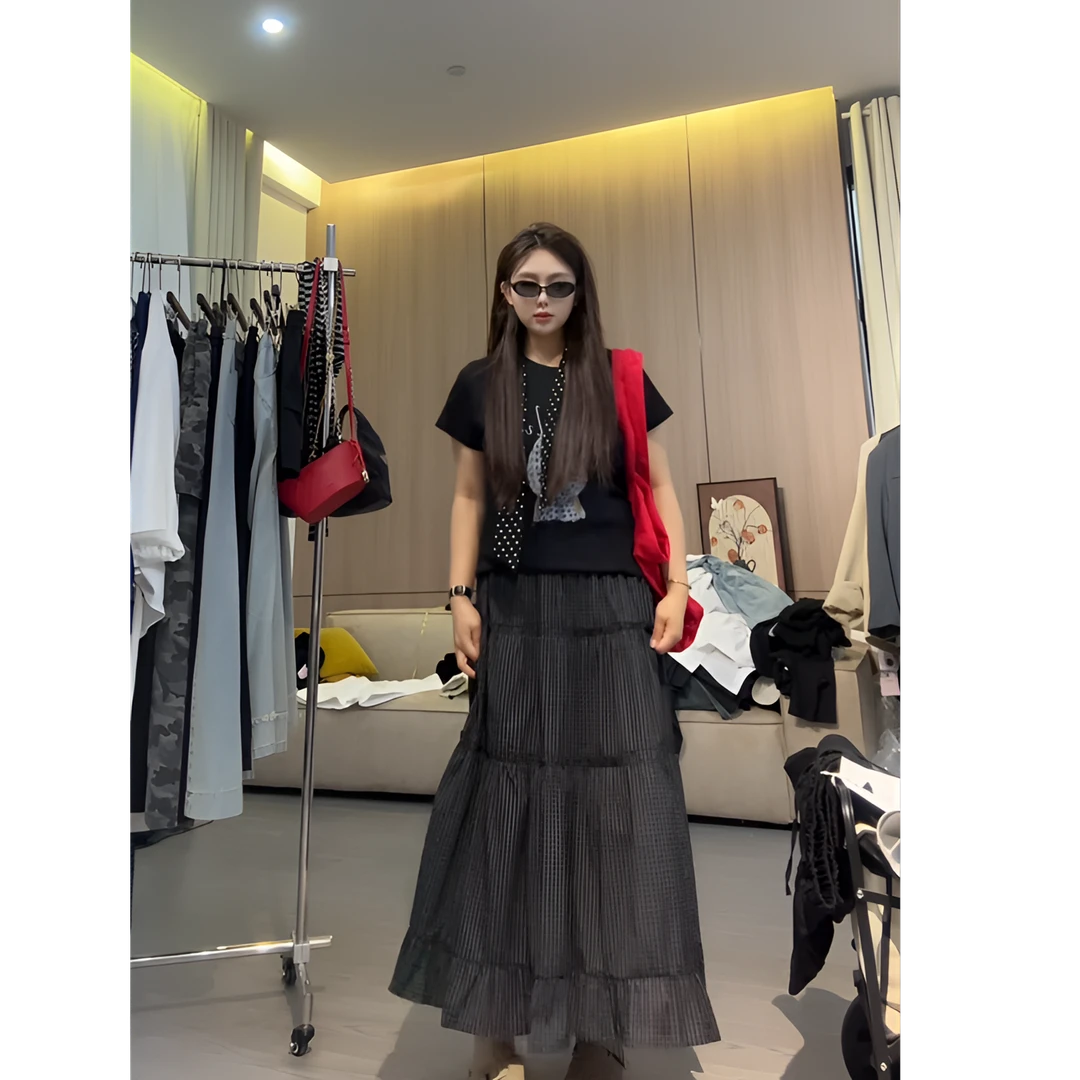 西西   巨显瘦格子半身长裙+短裙