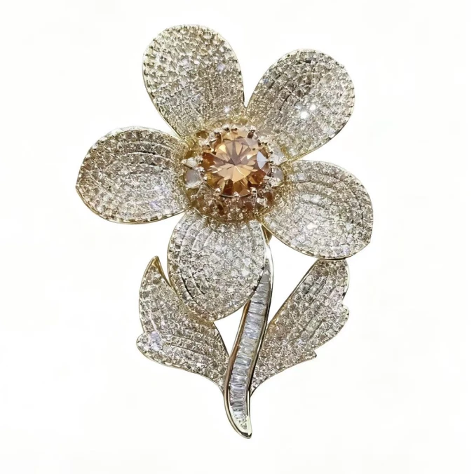 kasiya/卡思雅 铜合金胸针 轻奢金色五瓣花胸针气质优雅胸花
