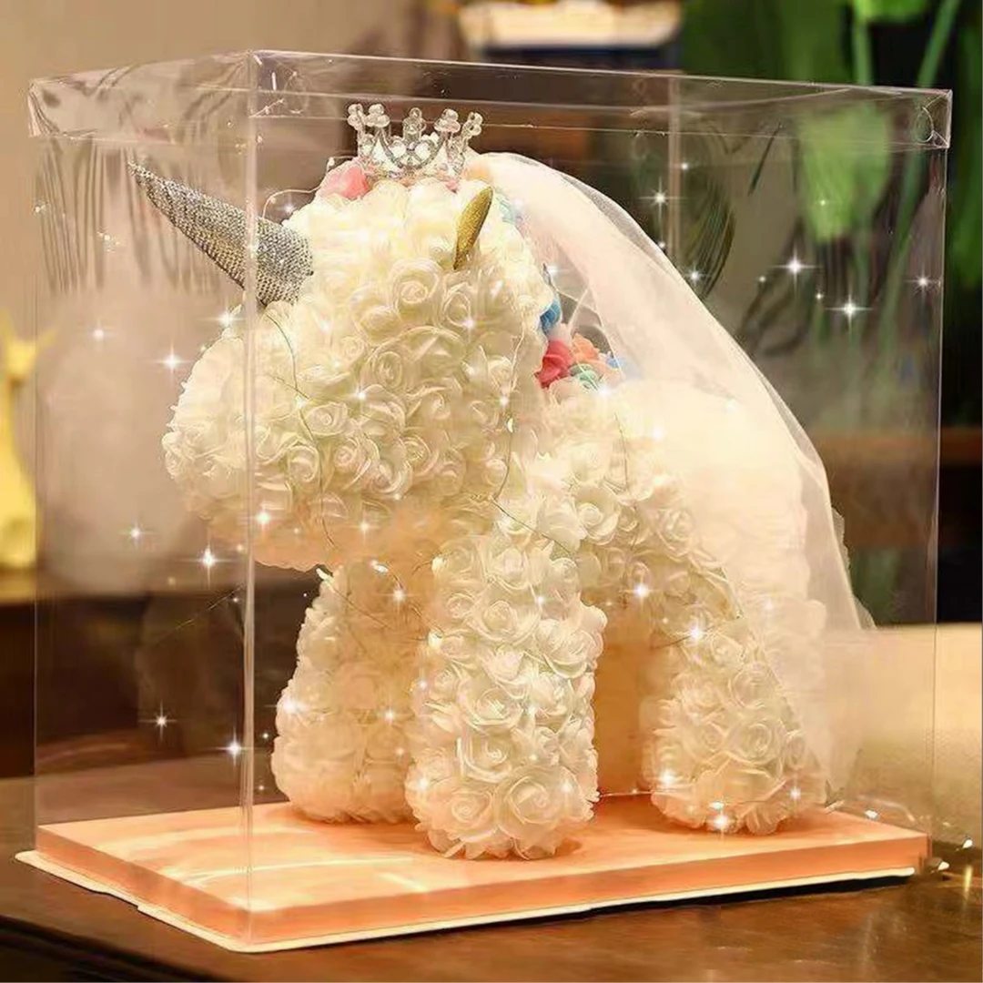 【永恒之爱】白色永生花独角兽1个40cm礼盒生日礼物送女友送闺蜜生日惊喜花店送花上门