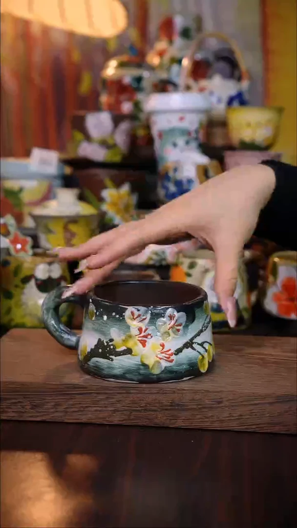 杯子陶泥垚手作 景德镇手工手绘陶瓷器物