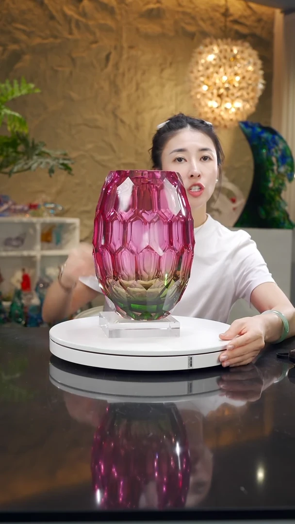 福利金红绿凹面花瓶