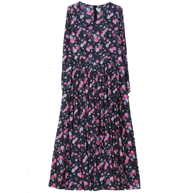 天山美翼2025新疆舞日常百搭民族风新款网纱印花大摆连衣裙