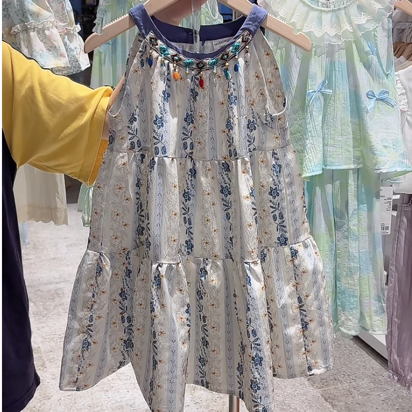 女童连衣裙夏季2025新款儿童洋气时髦裙子韩版大童背心裙度假风