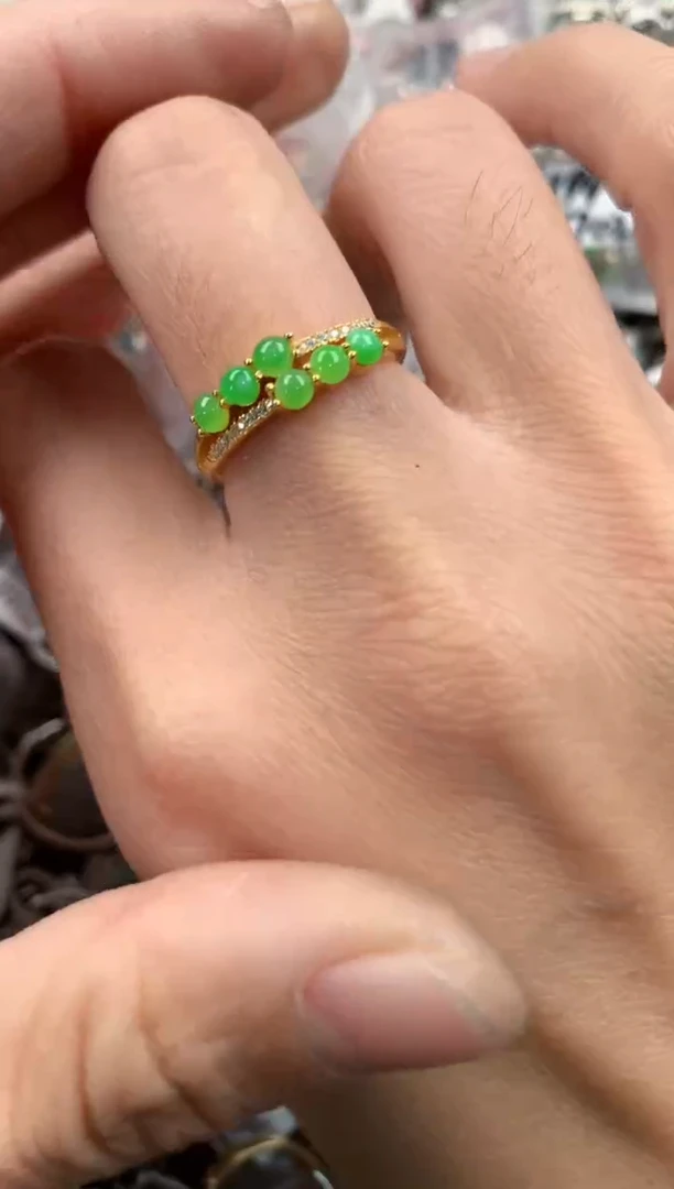 银S925镶嵌戒指翡翠10   4