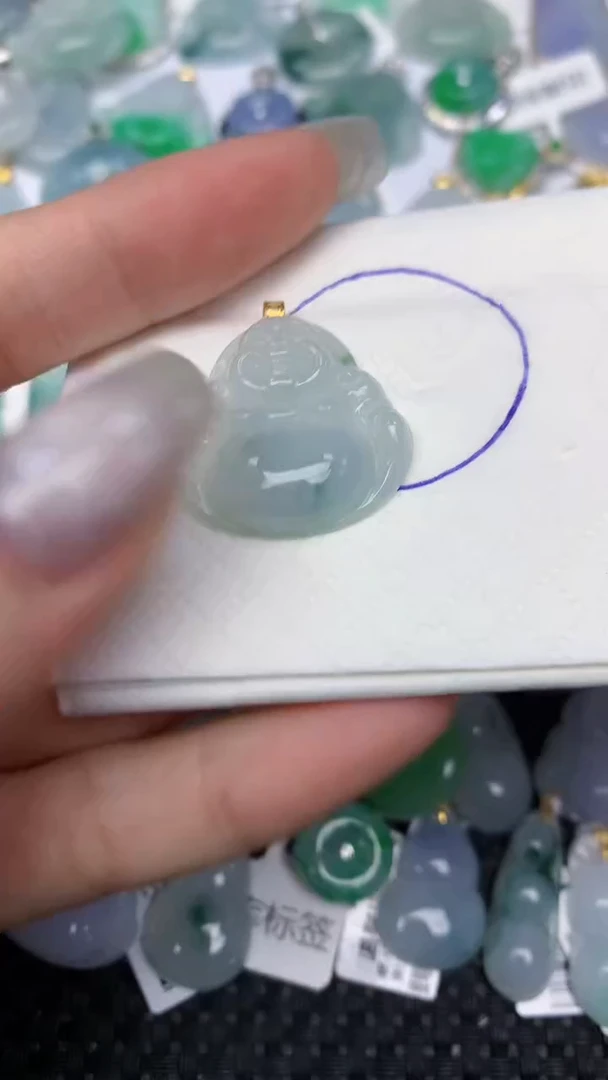 颈饰18K金镶嵌翡翠天然缅甸翡翠a货百元以上9元证书费自理