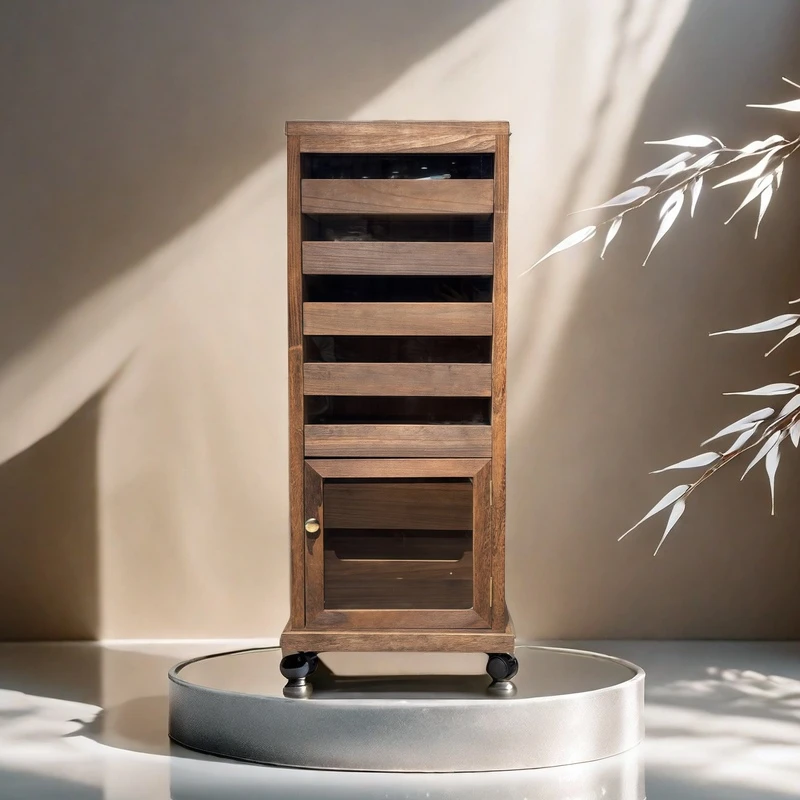 实木复古色牙科柜多层新中式储藏移动多功能收纳柜1157