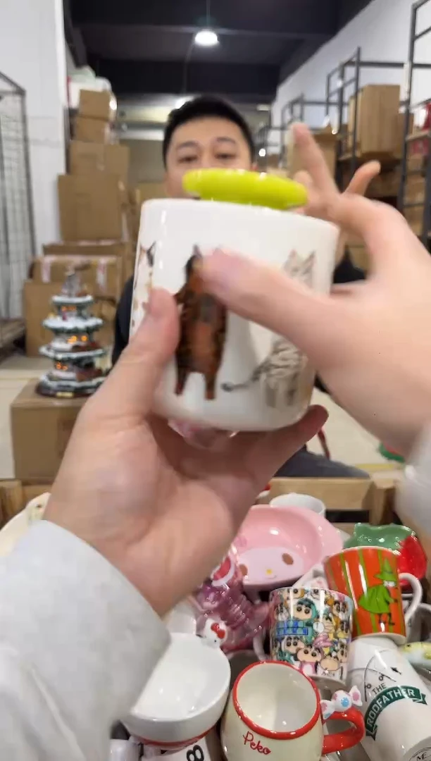 瓷片陶瓷猫猫收纳带盖罐