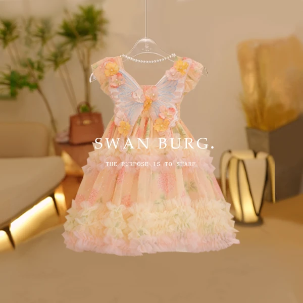 （现货）【Y.d7825】2025新款女童碎花蓬蓬公主裙女童夏季仙气连衣裙