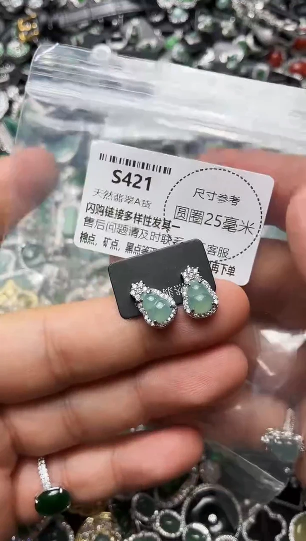 翡翠未镶嵌颈饰S421耳钉