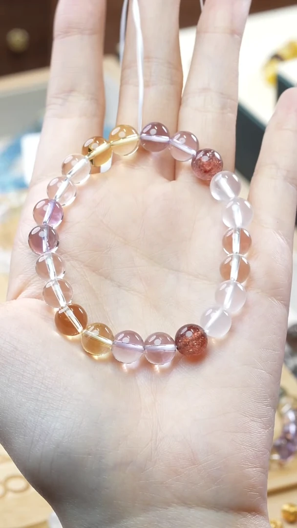 【闪购商品】水晶手串未镶嵌紫水晶白水晶黄水晶草莓晶定制手串