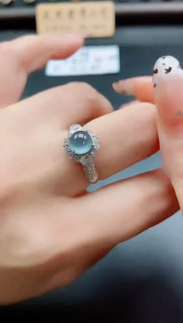 银S925镶嵌戒指翡翠1