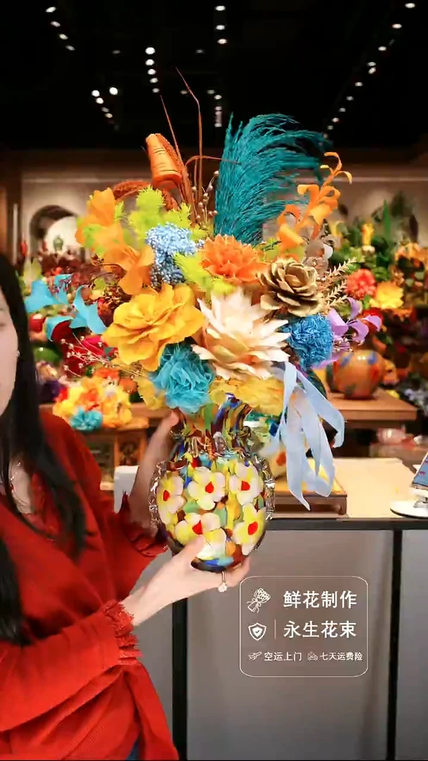 手工艺品琉璃手工花器花束空运包邮送货上门-以图片为准