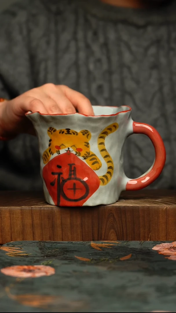 杯釉下彩手工手绘同款陶器