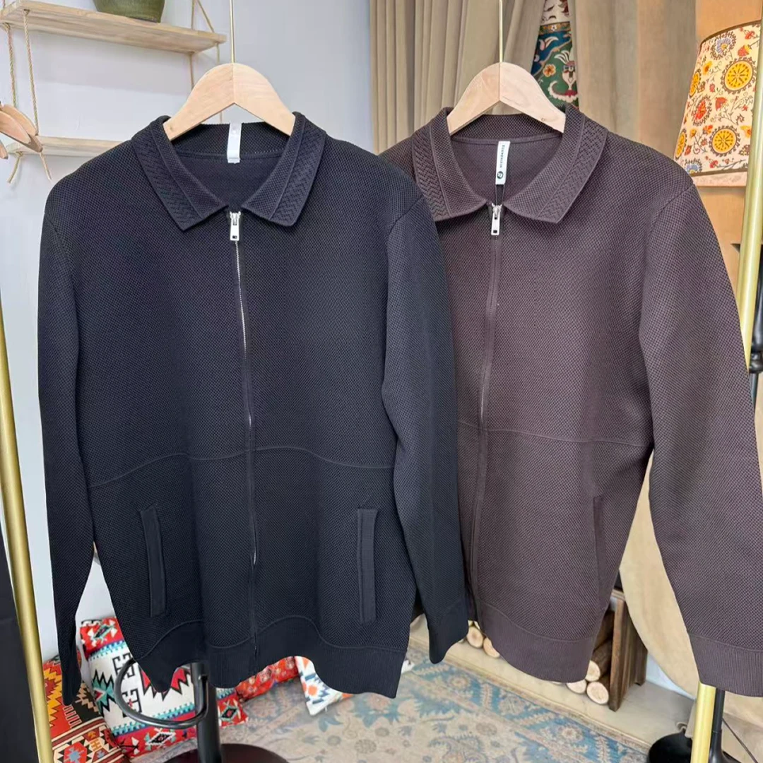 针织翻领秋季条纹毛衣多口袋休闲针织衫长袖衬衫  （3502）