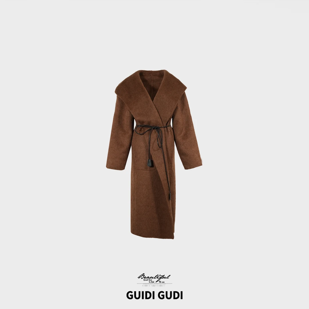 GUIDI GUDI【蒙蒙雨】百搭大V领长款外套/黄加蓝