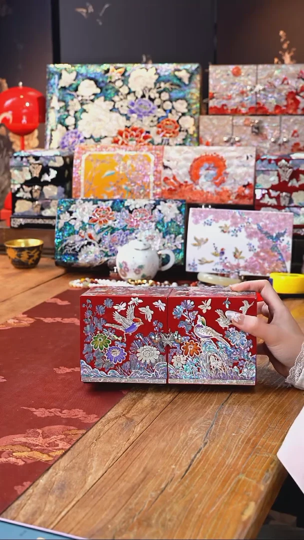 【闪购商品】瓷片核桃甄选非遗文化香椿木螺钿