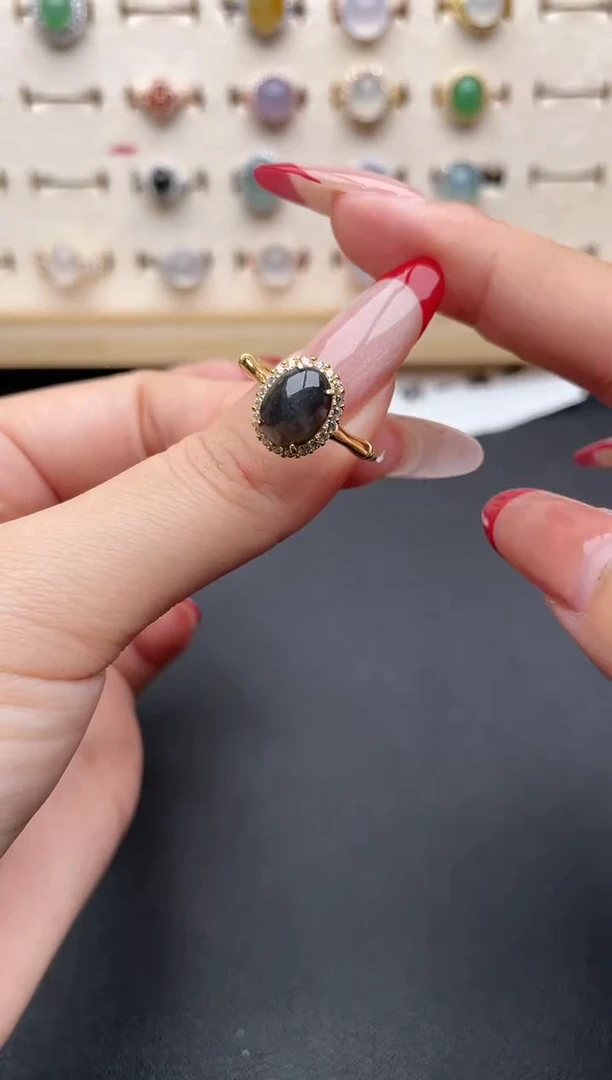 【闪购商品】翡翠戒指银S925镶嵌一物一证一礼盒