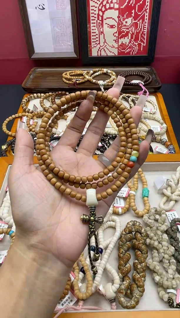 手串龙脊菩提龙脊菩提玉化老料6mm老型桶珠长串108搭配红绿灯