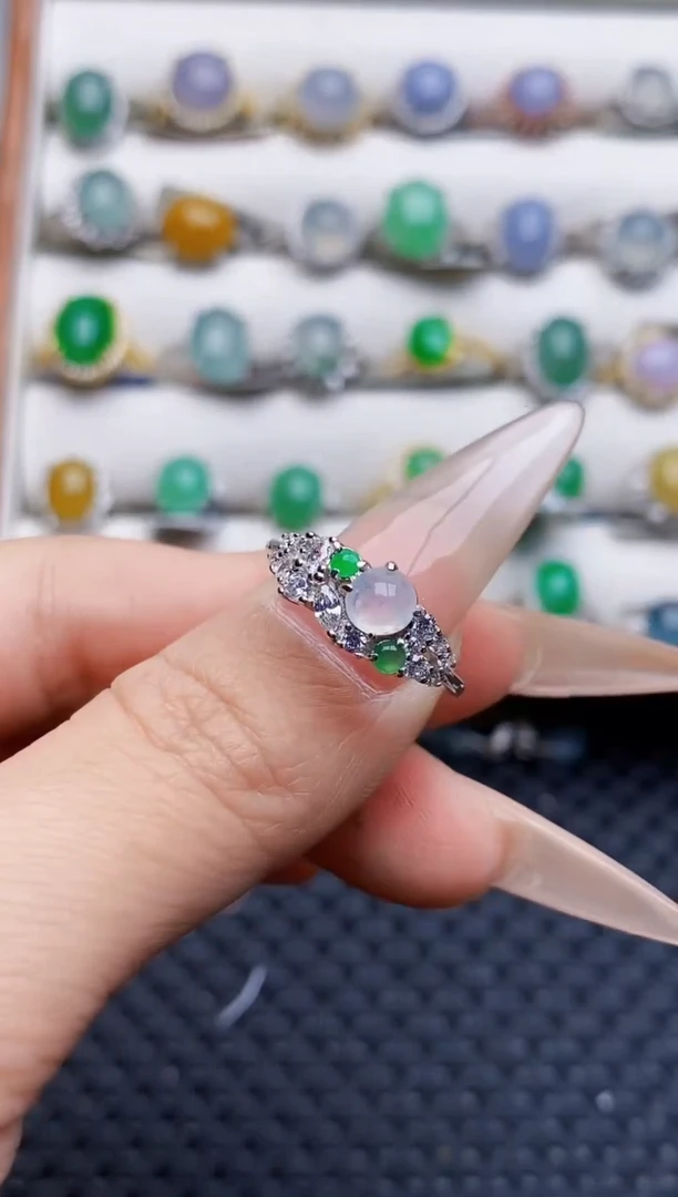 银S925镶嵌戒指翡翠3199