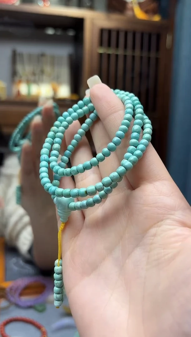 未镶嵌绿松石挂件松石直切小米珠长串SH