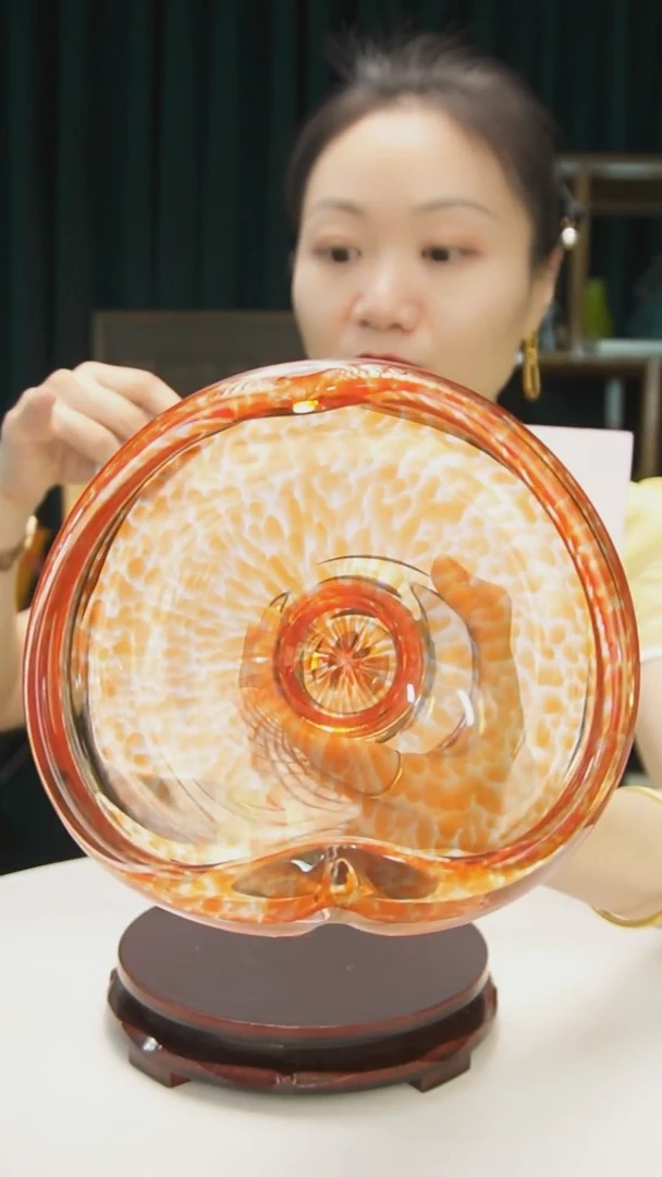 琉璃博山琉璃手工果盘摆件