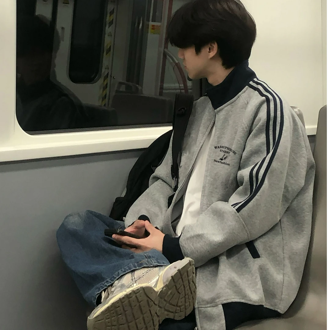 美式个性字母印花三条杠立领开衫外套男女秋冬季百搭时尚情侣卫衣