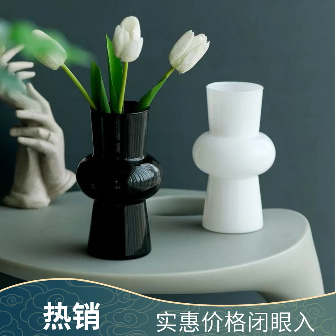 简约创意高款灯笼玻璃花瓶玫瑰百合鲜花水培客厅高级感装饰品摆件