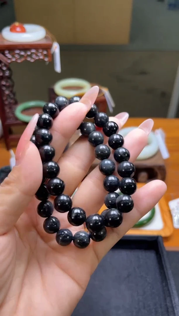 未镶嵌手串和田玉多珠型若羌毛毛矿 圆珠 有瑕疵 多样性发一