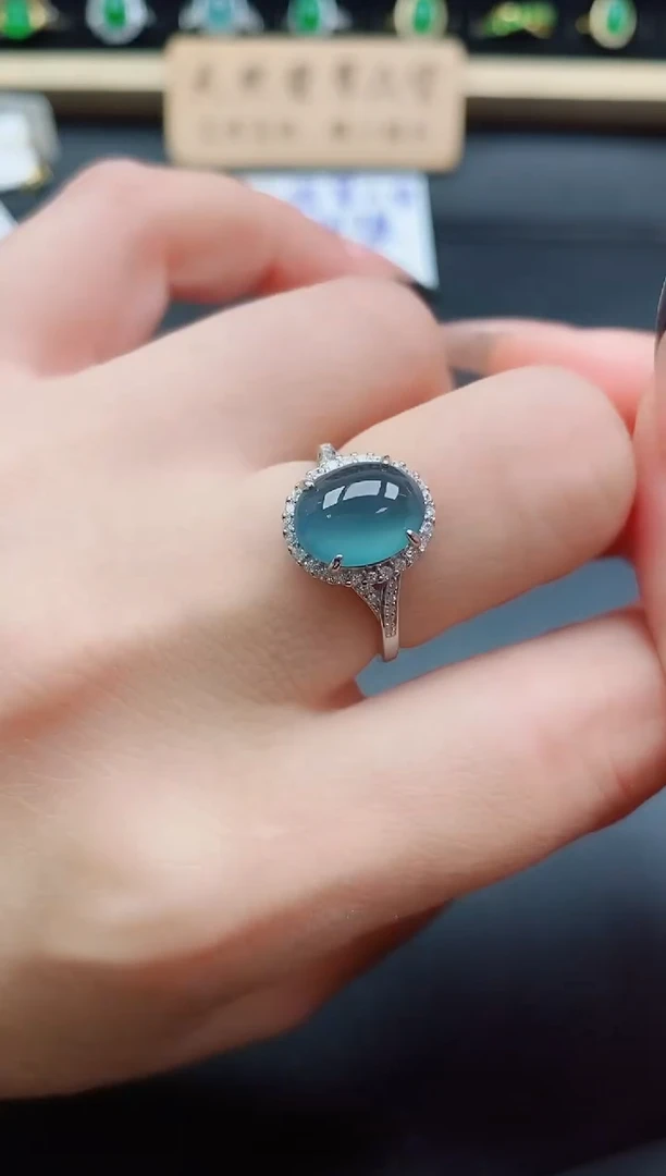 银S925镶嵌戒指翡翠1