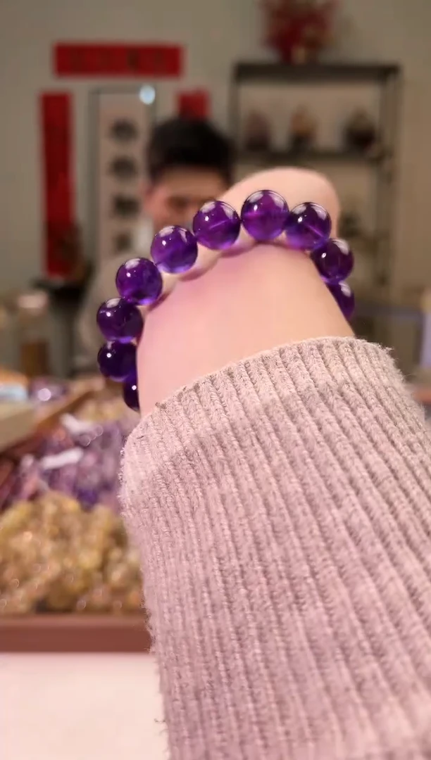 【闪购商品】紫晶手串未镶嵌14mm乌拉圭紫水