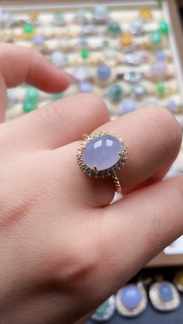 银S925镶嵌戒指翡翠96