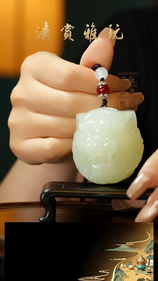 玉《虎虎生威》手把件摆件