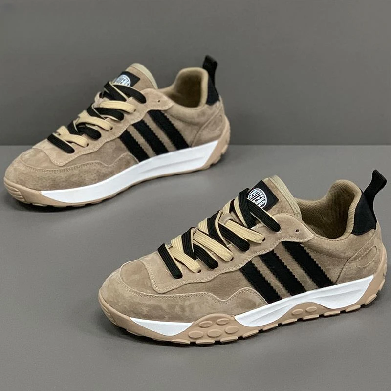 淳启男鞋2025新款夏季复古阿甘鞋低帮鞋三条杠软底运动休闲鞋