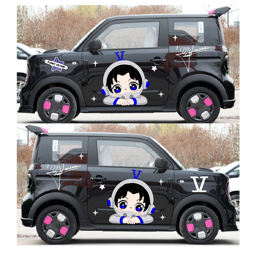 五菱MINI熊猫卡丁汽车贴纸卡通动漫张杰北斗行星文化个性创意贴画