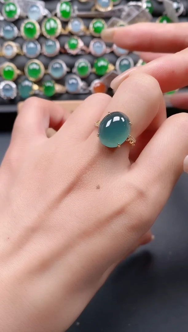 银S925镶嵌戒指翡翠111