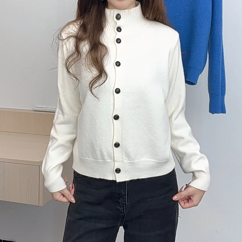 羊毛衫网红纯色针织加厚拼色韩版复古蕾丝羊毛开衫