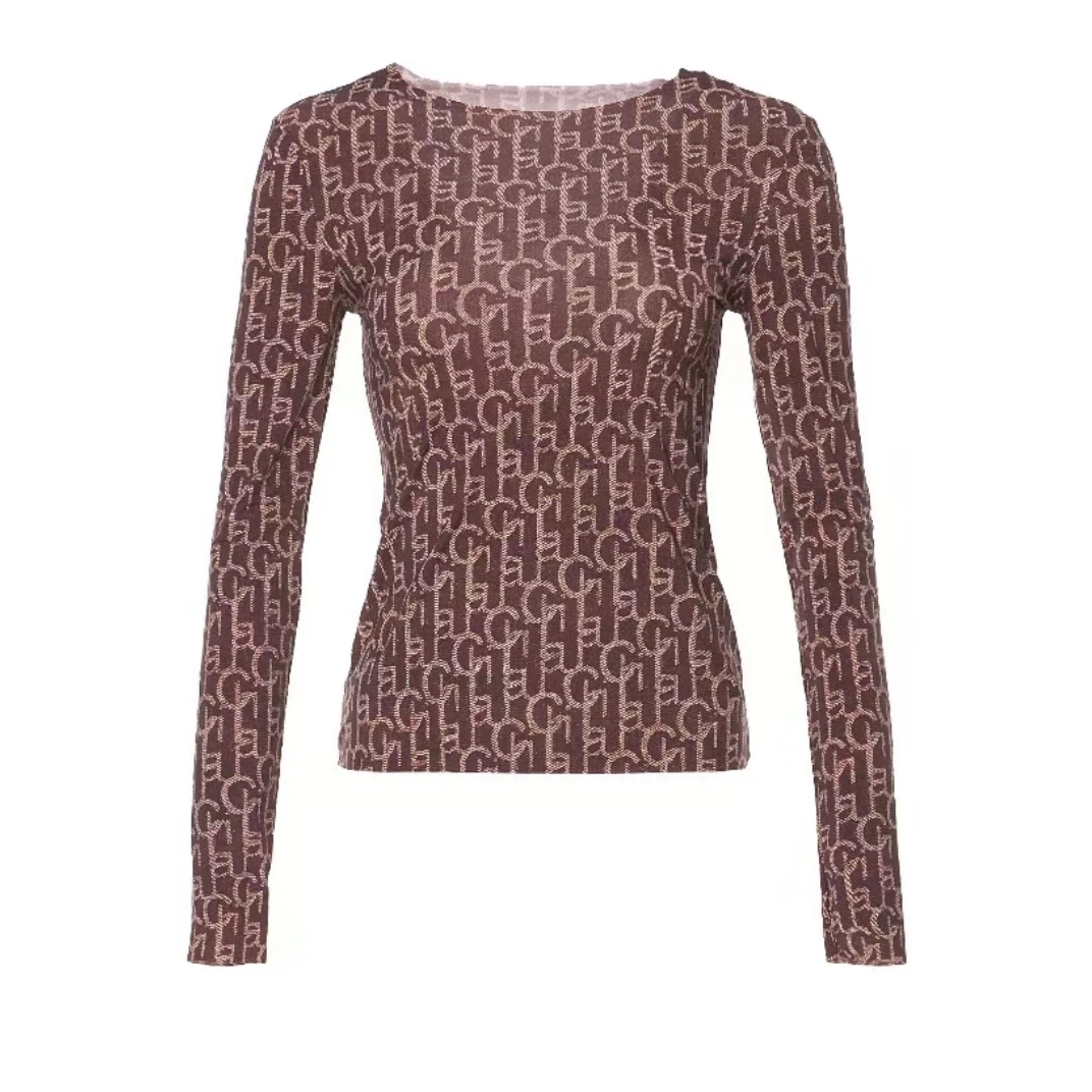 LAURENCE & CHICO咖色Laulau Chichi印花圆领打底衣22SSC0050