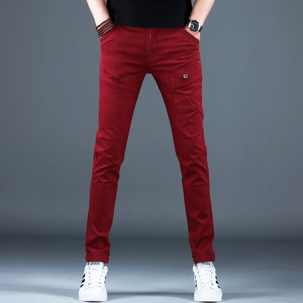 MR.25秋季新品男士高端时尚牛仔裤修身小脚彩色帅气简约休闲长裤