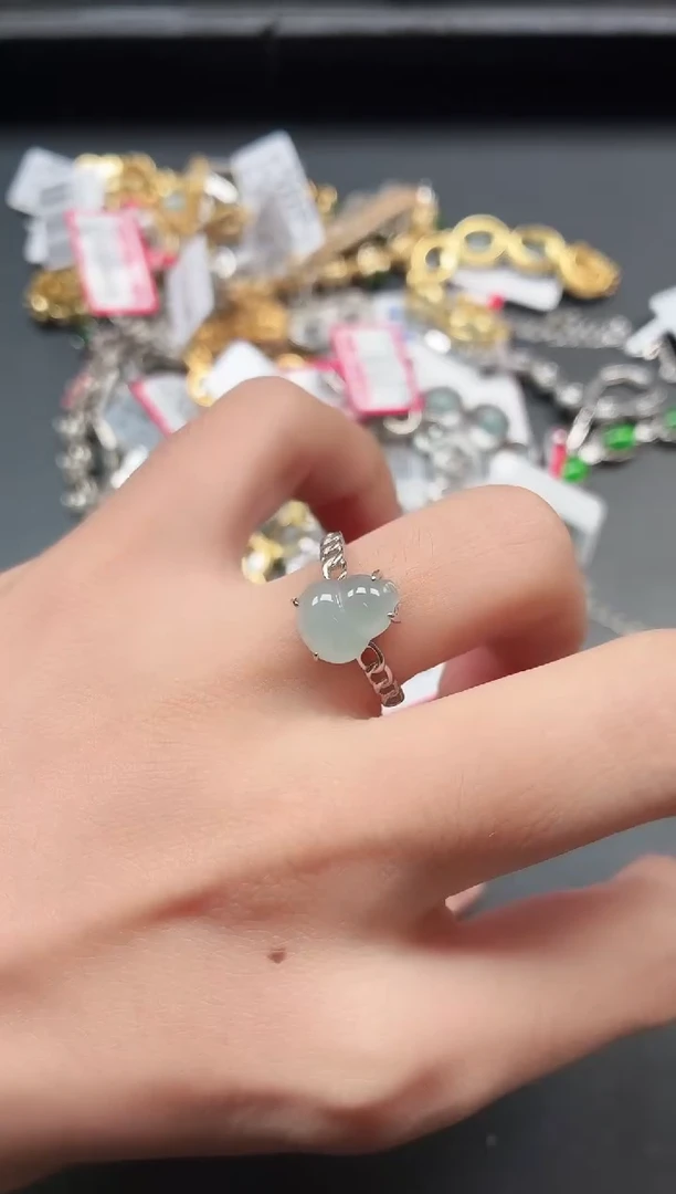 银S925镶嵌戒指翡翠1