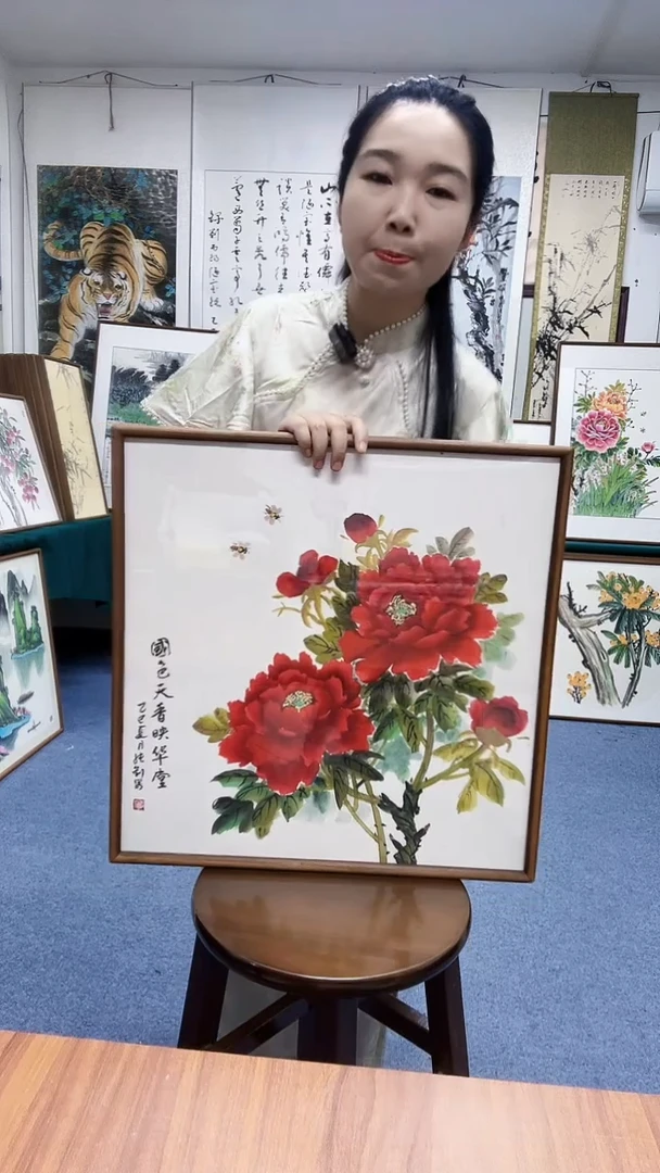 国画52*52实木画框顺丰包邮手绘