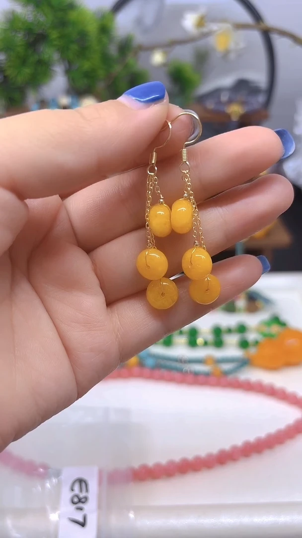 14K金镶嵌翡翠耳饰E817