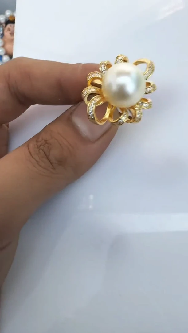 海水珍珠银S925镶嵌戒指戒指