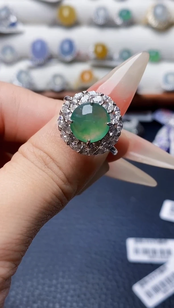 银S925镶嵌戒指翡翠3378