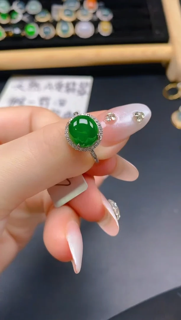 银S925镶嵌戒指翡翠56